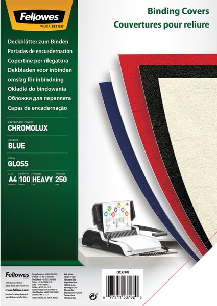 Einbanddeckel Chromolux Deckblatt, DIN A4, 250g/qm/qm, rot, Drahtbindungen, Plastikbindung, 100 Stück