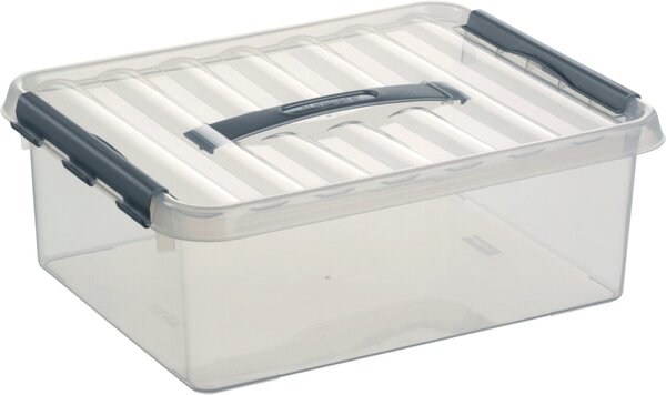Kunststoff-Box 12 Liter, DIN A4, transparent, 400 x 300 x 140 mm, per Clip verschließbar