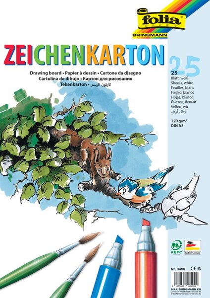 Zeichenlarton, DIN A3, 120g/qm, hochweiß, 25 Blatt, holz- und chlorfrei