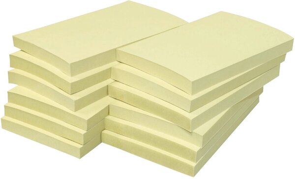 Haftnotiz Recycling, 125 x 75 mm, gelb, 100 Blatt/Block, 12 Blöcke