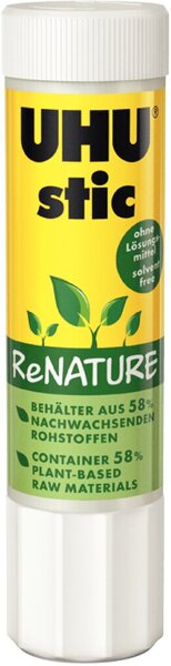 Klebestift UHU stic ReNATURE, 21 g, Klebt Papier/Pappe/Styropor
