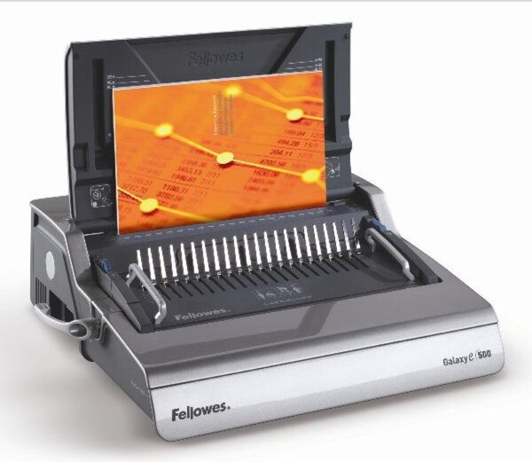 Plastikbindegerät Galaxy E500, elektrisch, für Format DIN A4, bindet 500 Blatt, stanzt 25 Blatt