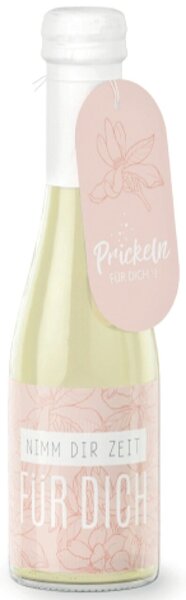 feiner Perlwein 0,2L, Botschaft auf der Flasche, Motiv Blüte