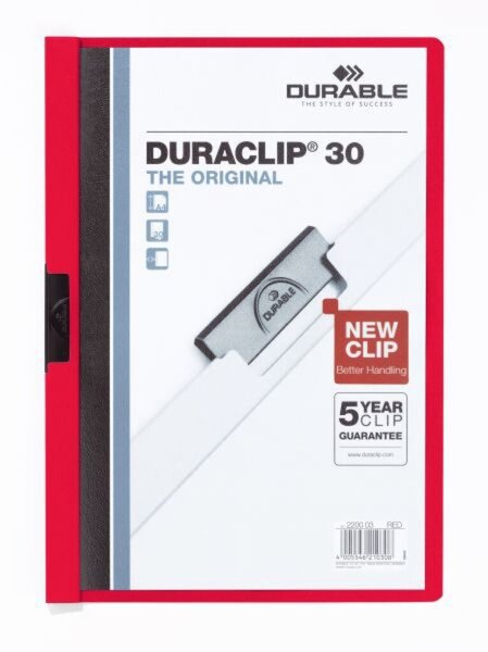 Klemmmappe DURACLIP, DIN A4, Fassungsvermögen 30 Blatt, 310 x 220 mm, rot