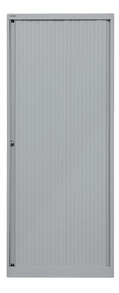 Rollladenschrank EuroTambour, (H x B x T) 1980 x 800 x 430 mm, 5 Ordnerhöhen, Korpus/Rollladen silber/silber