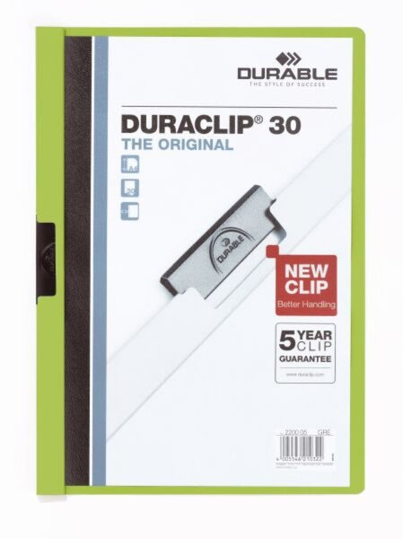 Klemmmappe DURACLIP, DIN A4, Fassungsvermögen 30 Blatt, 310 x 220 mm, grün