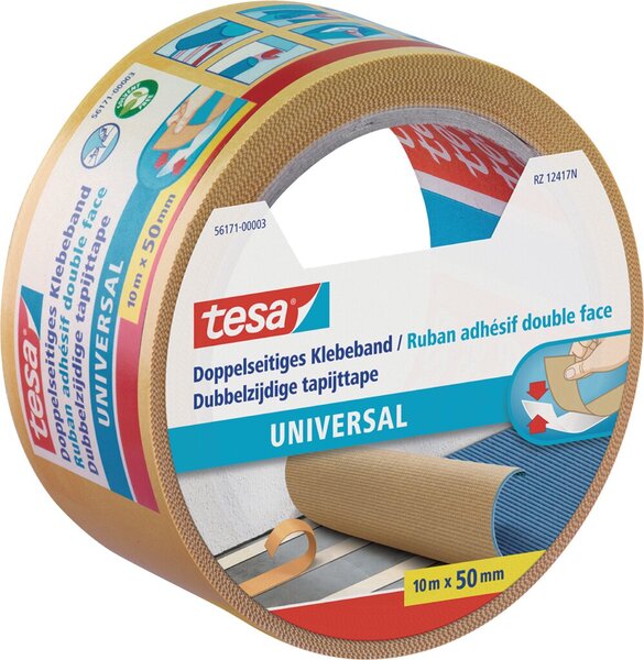 Doppelseitiges Klebeband Universal, 10 m x 50 mm, für permanenten Halt, 1 Rolle