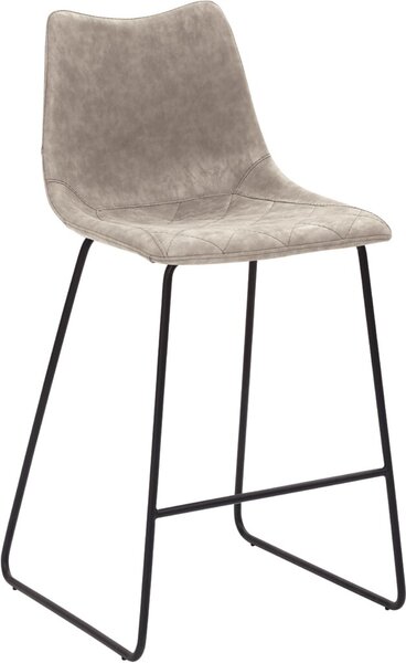 Bar-/Tresenhocker mySOLO 1175, Sitzschale in lichtgrauem Kunstleder, Vintage Look Rautensteppung, Kufengestell schwarz