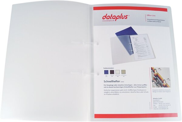 Schnellhefter Dataplus, PP, DIN A4, Hefterstiften, transparent
