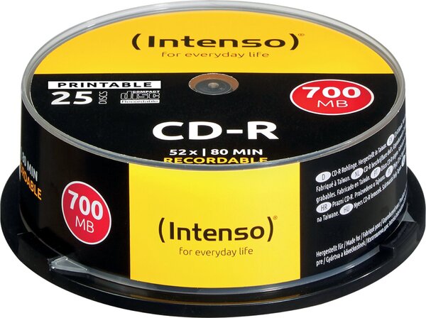 Rohling CD-R, 80 Min., 700 MB, 52x, bedruckbar, 25er Spindel