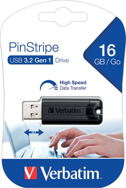 Speicherstick USB 3.0, 16 GB, PinStripe, mit Schiebefunktion