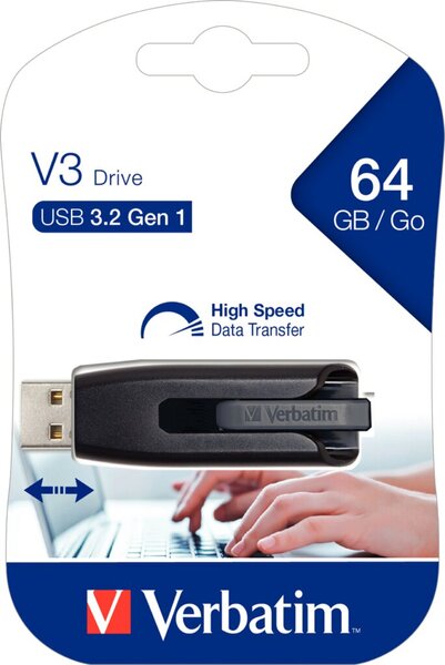 Speicherstick, USB 3.0, 64 GB, V3 grau, Ultra Speed 533x