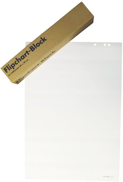 Flipchartblock, 68 x 99 cm, blanko/blanko, 20 Blatt holzfreies Papier, 70g/qm, Karton à 5 Stück
