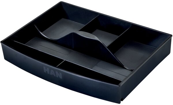 Schubladeneinsatz inkl. Griff, schwarz, 6 Fächer, Material: Polysterol