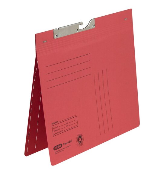 Pendelhefter DIN A4, Zweifalz für kaufmännische- und Behördenheftung, 320g/qm Manilakarton, Metallhängebeschlag, rot
