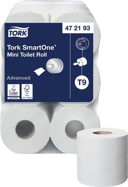 Toilettenpapier Advanced, 2-lagig, weiß, System-T9, SmartOne, 620 Blatt/Rolle, 12 Rollen/Packung