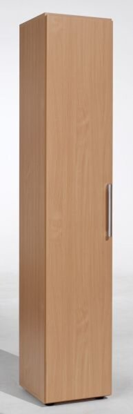 Flügeltürenschrank Flex, 2160 x 400 x 420 mm, 6 Ordnerhöhen, 5 Fachböden, Justierfüße, Tür links, Buche