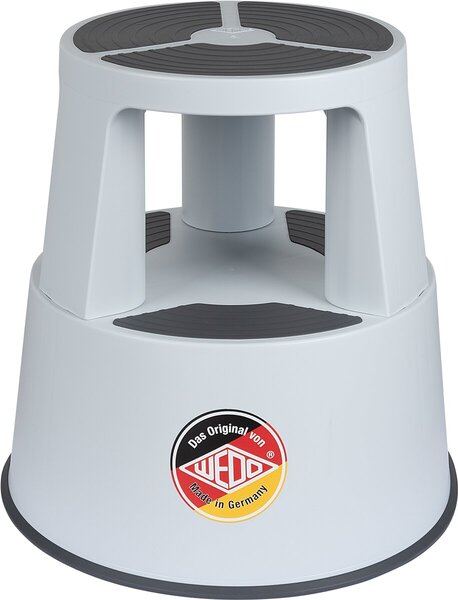 Rollhocker SuperStep, lichtgrau mit Gleitrollen, Gummistandring