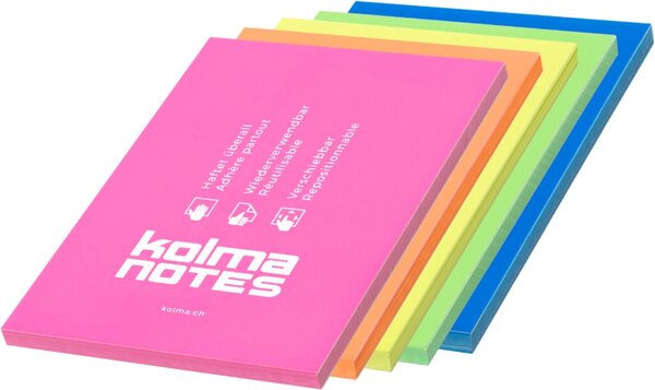 Haftnotizen NOTES, A6, 100 Blatt, sortiert, PP, haften statisch,