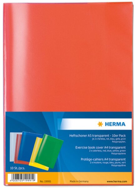 Heftschoner, DIN A5, transparent, farbig sortiert, Packung à 10 Stück