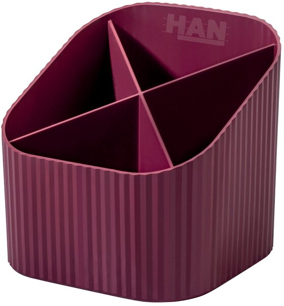 Schreibtischköcher KARMA, öko-rot, 80 - 100 % Recyclingmaterial