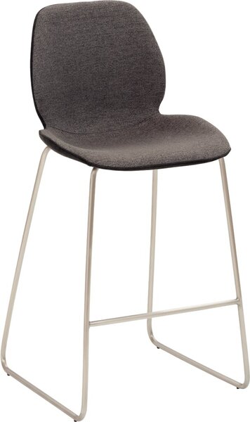 Bar-/Tresenhocker mySOLO 1176, Kufengestell in edelstahl gebürstet, gepolsterte Sitzschale, innen Stoff anthrazit-meliert, außen Kunstleder Vintage Look schwarz