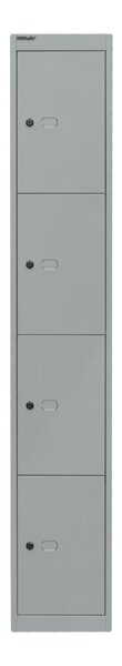 Schließfachschrank Office, 1 Abteil, 4 Fächer, abschließbar, aus Stahl, (H x B x T) 1802 x 305 x 305 mm, silber