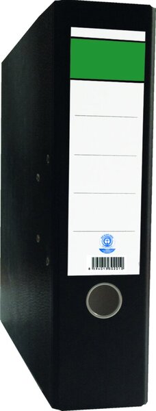 Ordner, DIN A4, Wolkenmarmor, 80 mm, breit, geklebtes Rückenschild, schwarz