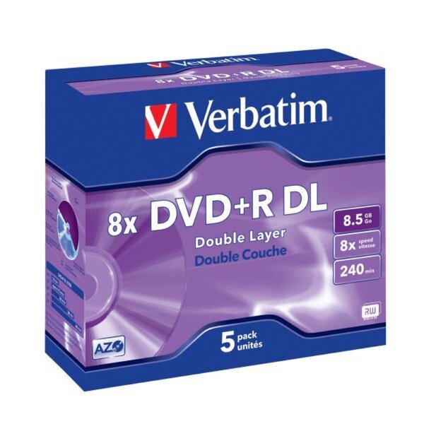 Rohling DVD+R Double Layer, 8,5 GB, 8-fach, Jewel Case, 5 Stück