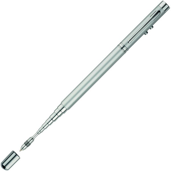 Laserpointer 4-in-1 und Teleskop-Zeigestab, ausziehbar bis 560 mm, mit Clip, im Etui, inkl. 3 Knopfzellen, silber