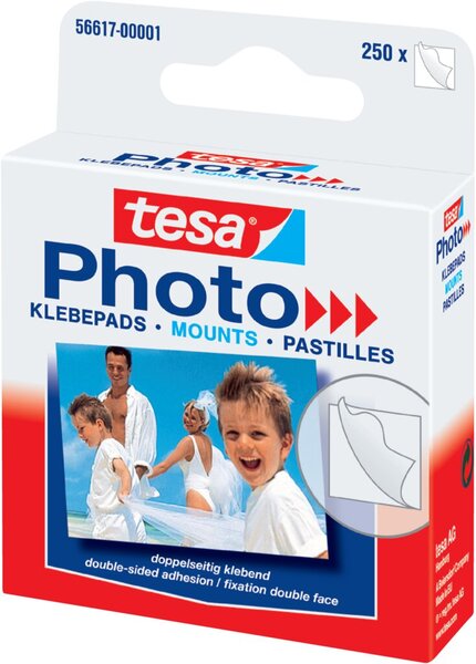 Klebepads, beidseitig und permanent klebend, Packung mit 250 Stück, weiß
