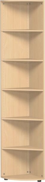 Eckabschlußregal Flex, (H x B x T) 2160 x 400 x 400 mm, 6 Ordnerhöhen, Standfüße, buche