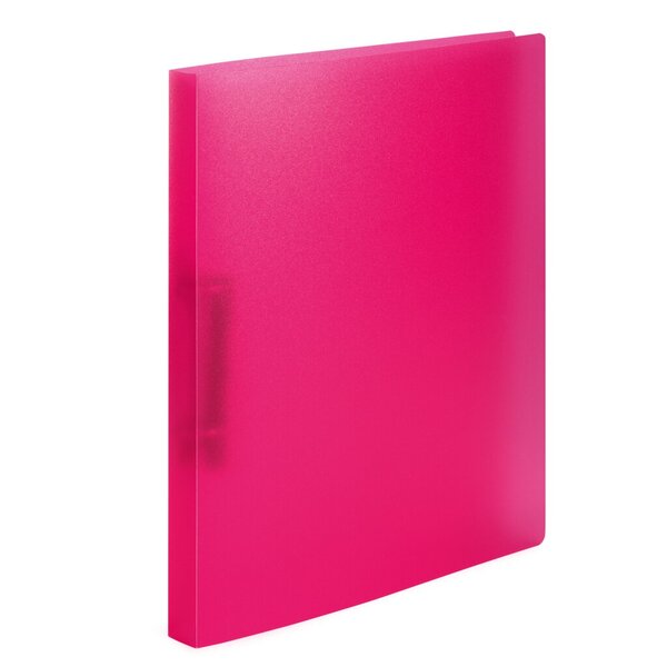 Ringbuch, DIN A4, PP, 25 mm Rücken, 2-D-Ringmechanik, Niederhalter, transluzentpink, 3 Stück