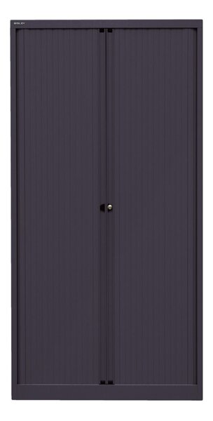 Rollladenschrank EuroTambour, (H x B x T) 1980 x 1000 x 430 mm, 5 Ordnerhöhen, 4 Fachböden, abschließbar, Korpus/Rollladen schwarz/schwarz