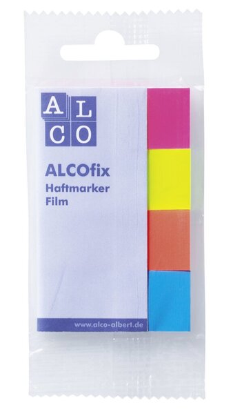 Haftstreifen, 20 x 50 mm, 4 x 40 Streifen, blau, rot, gelb, pink, sortiert
