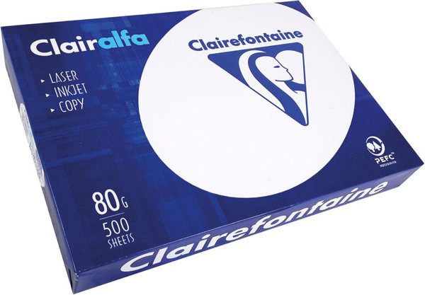 Kopierpapier Clairalfa, DIN A3, 80g/qm, weiß, 171 CIE, Packung à 500 Blatt