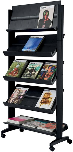 Prospektständer Mobile, 167,5 x 85,5 x 38,5 cm, mit Metallinnstruktur, Aufbau ohne Werzeug, schwarz