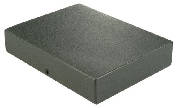 Dokumentenmappe aus 1,4 mm starker Pappe, mit Druckverschluß, Maße 245 x 318 x 65 mm (B x T x H), schwarz