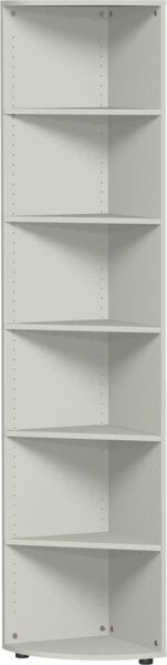 Eckabschlußregal Flex, (H x B x T) 2160 x 400 x 400 mm, 6 Ordnerhöhen, Standfüße, lichtgrau