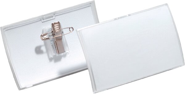 Namensschild Click Fold, 40 x 75 mm, Kombiklemme, transparent, 25 Stück