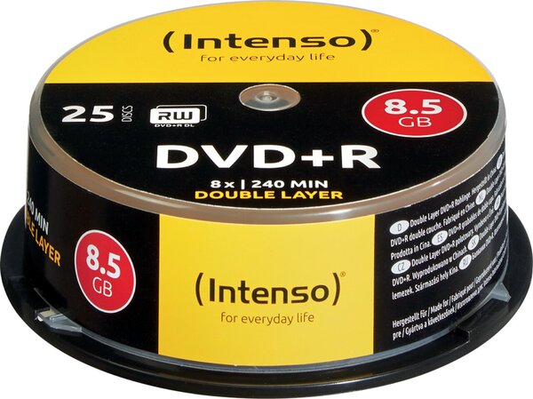 Rohling DVD+R, 8,5 GB, 8x, Double Layer, 25er Spindel