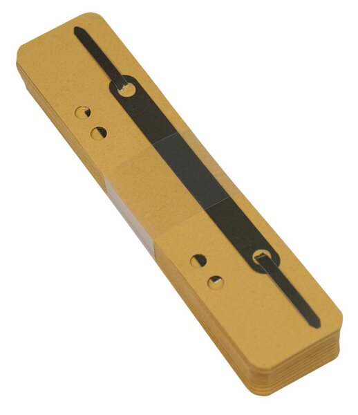 Heftstreifen kurz, Recycling-Karton, gelb, Metalldeckleiste, 200 Stück