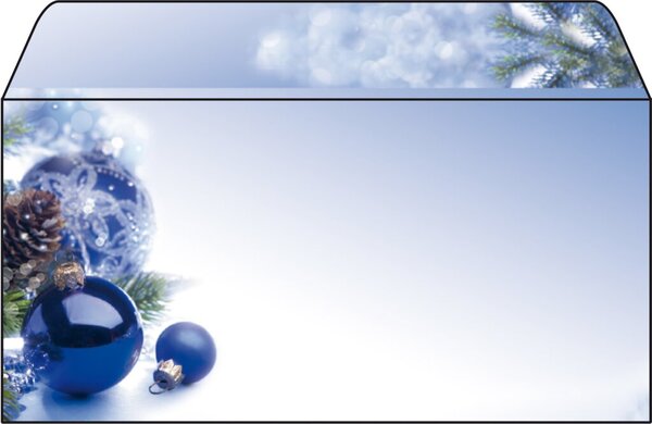 Weihnachts-Umschlag, Blue Harmony, DIN lang, gummiert, 90g/qm, Spezialpapier, 50 Umschläge