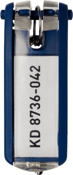 Schlüsselanhänger Key Clip, Kunststoff mit sichtbarem Beschriftungsschild, 6 Stück, dunkelblau
