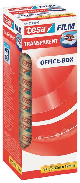tesafilm® transparent, 19 mm x 33 m, transparent, Packung mit 8 Rollen