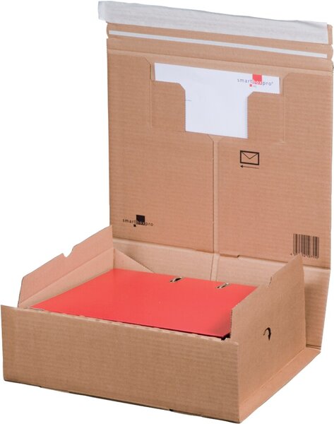 Smartbox Pro Pack-Box, Haftklebung und Aufreißfaden, Innenmaß: 328 x 290 x 120 mm, für 2 Ordner, 20 Stück, braun