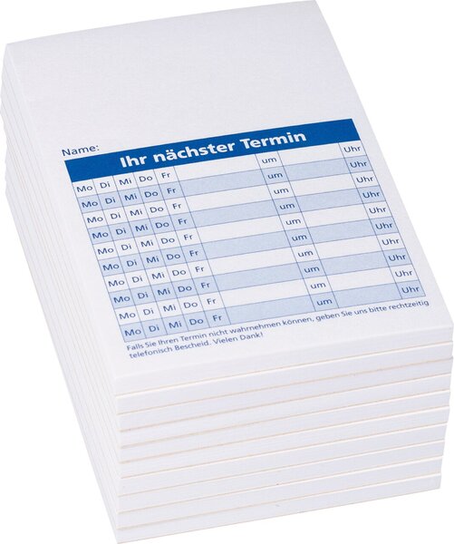 Terminzettel DIN A7, 50 Blatt pro Block, 10er Pack