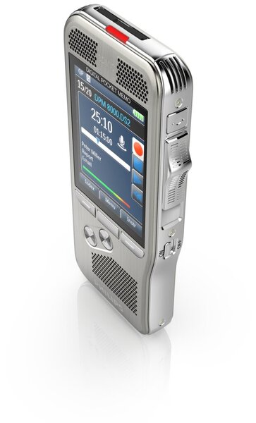 Digitales Diktiergerät Pocket Memo DPM8300/00, 4-Positions-Schieber, 3D-Mikrofontechnik, bis 32GB SD/SDHC Speicherkarte, Li-Ion-Akku, Dockingstation, großes, hochauflösendes Farbdisplay, Bewegungssensor