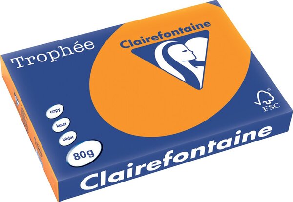 Kopierpapier Trophee, DIN A3, 80g/qm orange, für Inkjet- und Laserdrucker, FSC®-zertifiziert, Packung à 500 Blatt