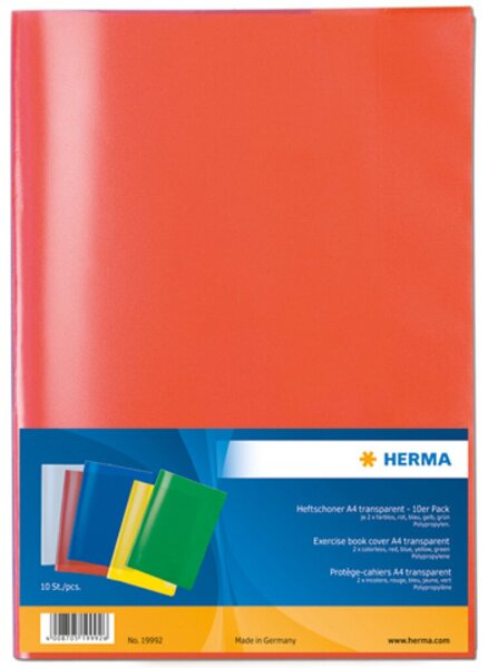 Heftschoner, DIN A4, transparent, farbig sortiert, Packung à 10 Stück